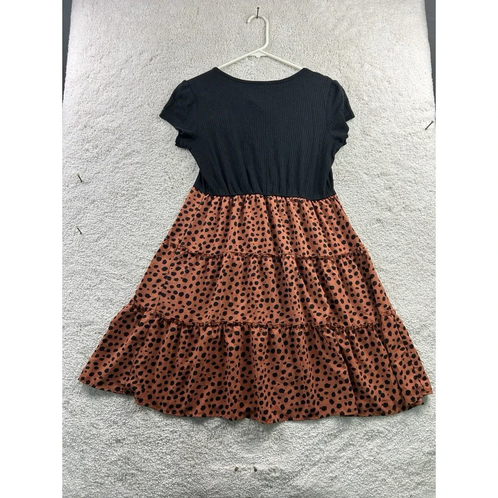 Wonder Nation Two-Tone‎ Tiered Short Sleeve Dress Black Girls XL (14-16)
